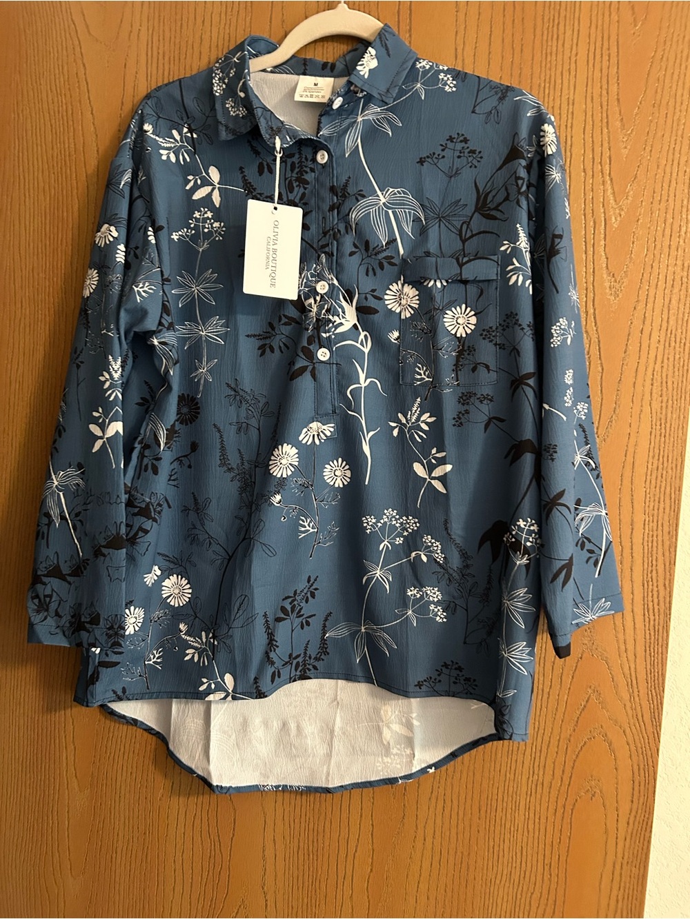 Blue Floral Button-Down Shirt by Olivia Boutique California